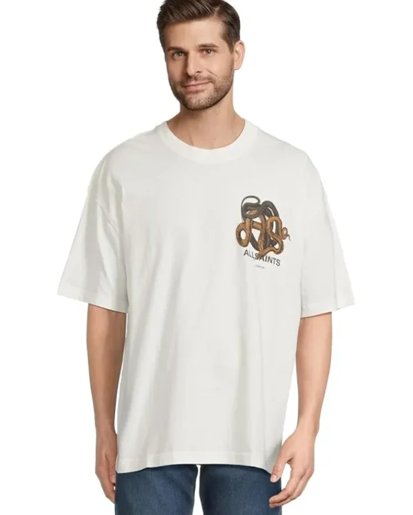 AllSaints Shirts & Tops<Reticulate Short Sleeve Crew Chalk White