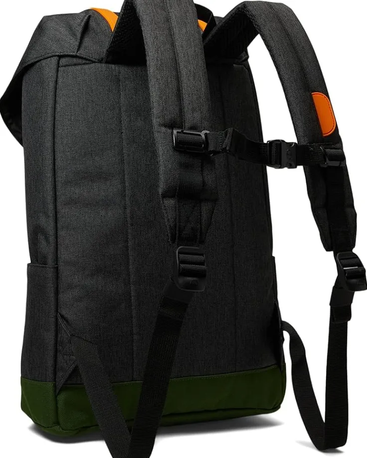 retreat_backpack_little_k_1.webp Herschel Supply Co. Kids Backpacks<Retreat Backpack (Little Kids) Black Crosshatch/Forest Elf/Sun Orange