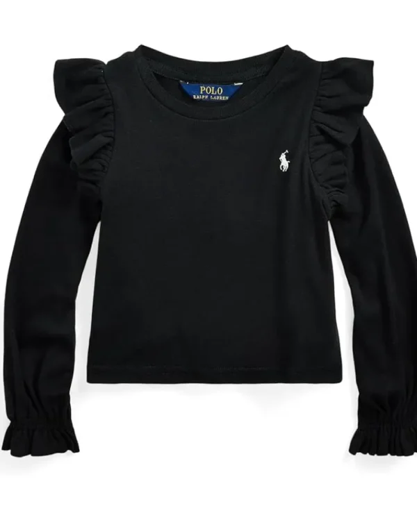 Polo Ralph Lauren Kids Shirts & Tops<Ruffled Cotton-Modal Long Sleeve Top (Toddler/Little Kid) Polo Black