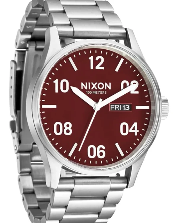 Nixon Watches<Sentry Stainless Steel Silver/Cranberry