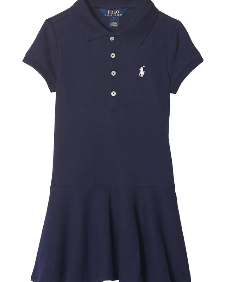 short_sleeve_polo_dress_l_0.webp Polo Ralph Lauren Kids Dresses<Short Sleeve Polo Dress (Little Kids) Refined Navy