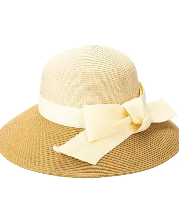 San Diego Hat Company Hats<Side Bow Color-Block Hat Beige