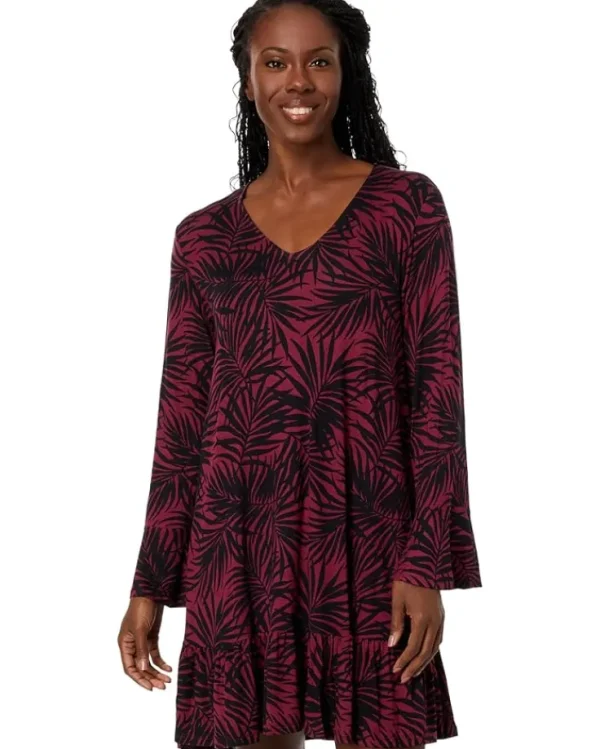 Tommy Bahama Sleepwear<3/4 Sleeve Sleep Dress Merlot Palm