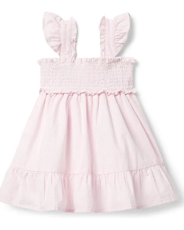 Janie and Jack Dresses<Smocked Seersucker Dress (Toddler/Little Kids/Big Kids) Pink