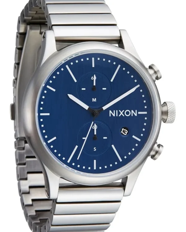 Nixon Watches<Station Chrono Silver/Indigo