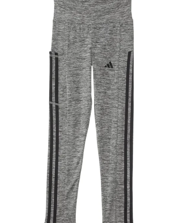 adidas Kids Pants<3 Stripe Melange Cellphone Pocket Leggings (Big Kid) Dark Grey Heather