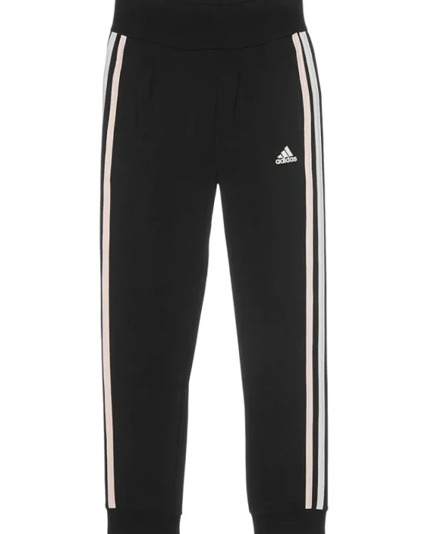 adidas Kids Pants<3-Stripes Cuffed Jersey Joggers (Big Kid) Black With Multicolor