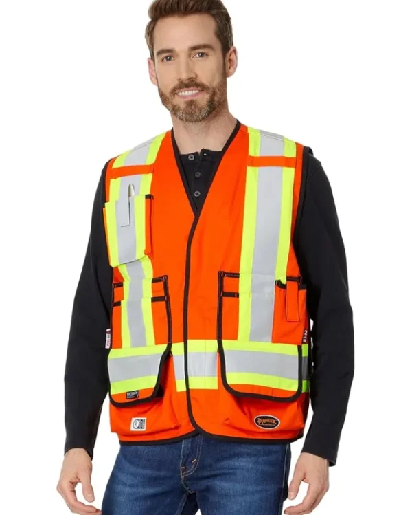 Pioneer Work & Duty Apparel | Coats & Outerwear<7732U 88/12 7 oz. Surveyor Vest High-Visibility Orange