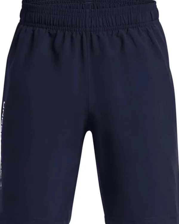 Under Armour Kids Shorts<Woven Wordmark Shorts (Big Kids) Black/White