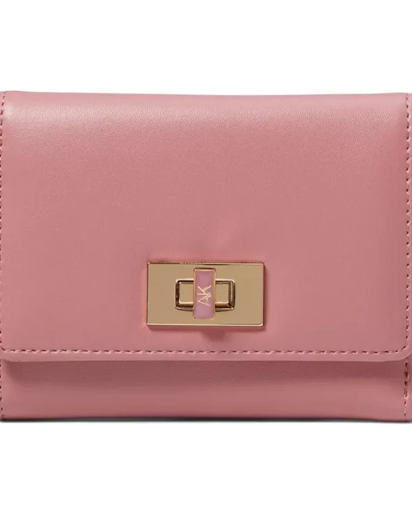 Anne Klein AK Small Flap Wallet With Enamel Filled Turn Lock | Women Wallets