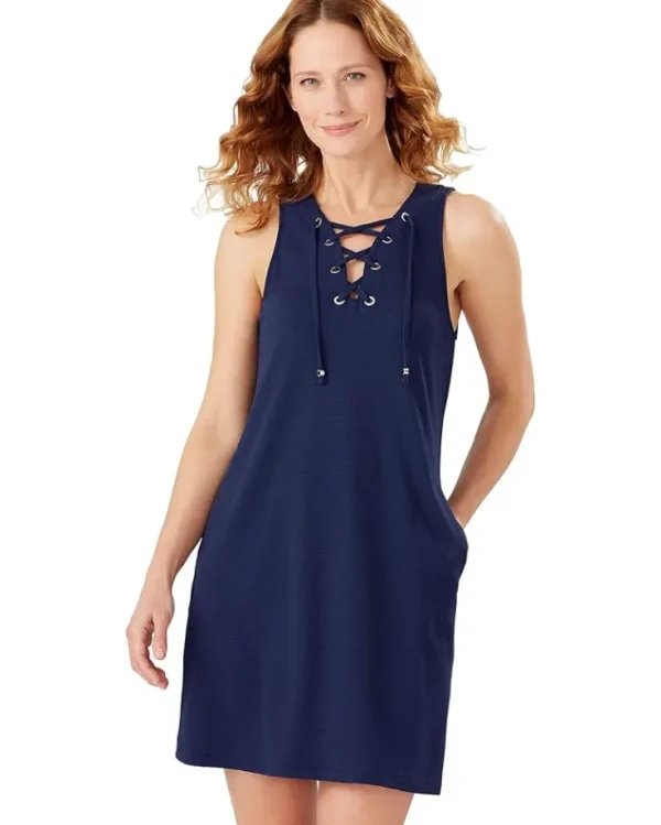Tommy Bahama Swimwear & Cover Ups<Color-Block Lace-Up Spa Dress Mare Navy