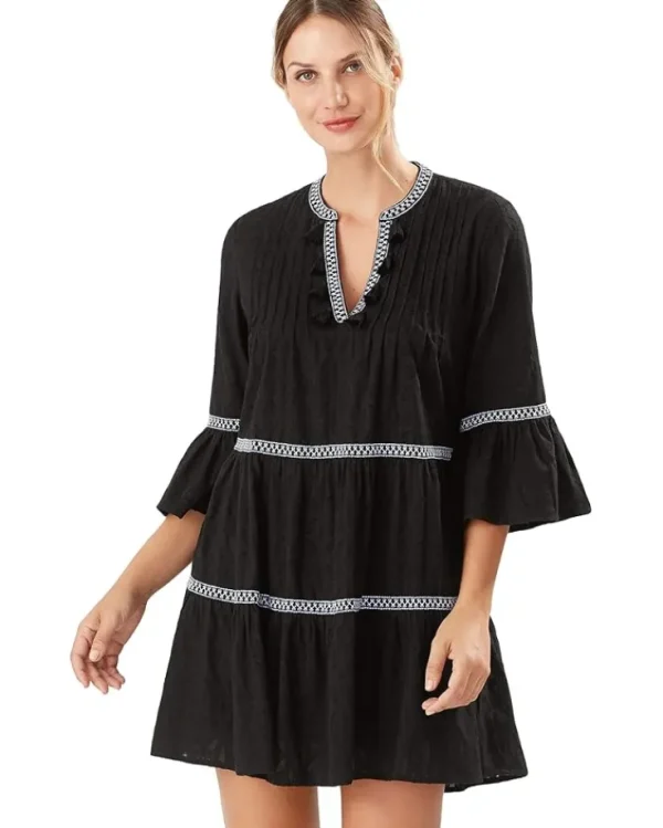 Tommy Bahama Swimwear & Cover Ups<Cotton Clip Embellished Tier Dress Black