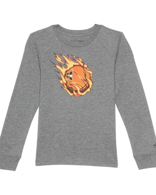 adidas Kids Graphic Long Sleeve Heather Tee (Toddler/Little Kid) | Kids/BOY Shirts & Tops