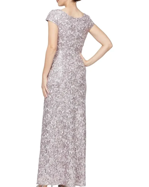 Alex Evenings Long Corded Lace with Surplice Neckline | Women Plus Size | Dresses