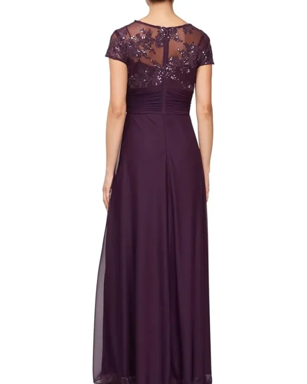 Alex Evenings Long Embroidered A-Line Dress | Women Plus Size