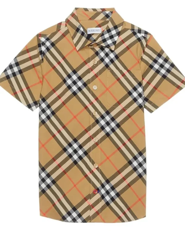 Burberry Kids Owen Check Short Sleeve Button Down Shirt (Little Kid/Big Kid) | Kids/BOY Shirts & Tops