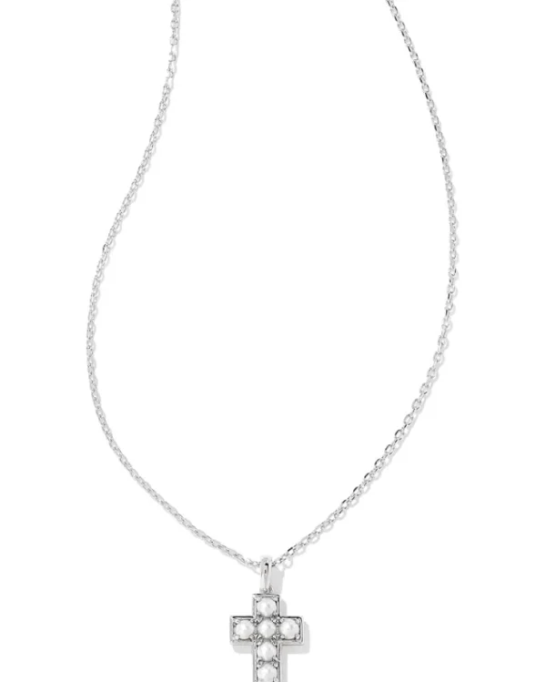 Kendra Scott Pearl Cross Short Pendant Necklace | Women Jewelry