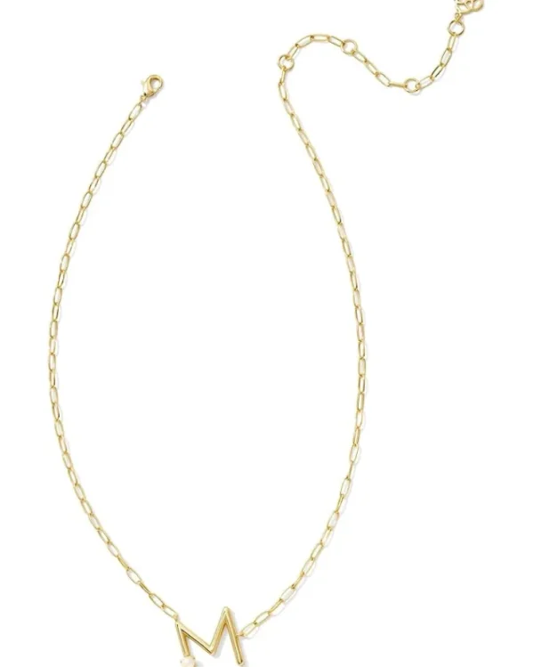 Kendra Scott Pearl Letter M Short Pendant Necklace | Women Jewelry