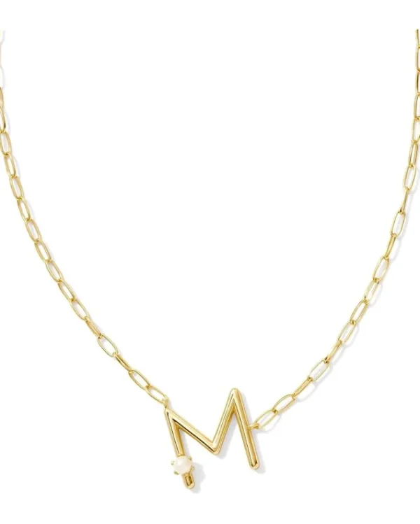 Kendra Scott Pearl Letter M Short Pendant Necklace | Women Jewelry