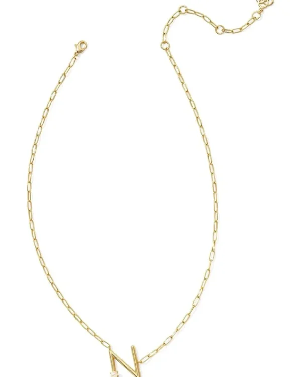 Kendra Scott Pearl Letter N Short Pendant Necklace | Women Jewelry