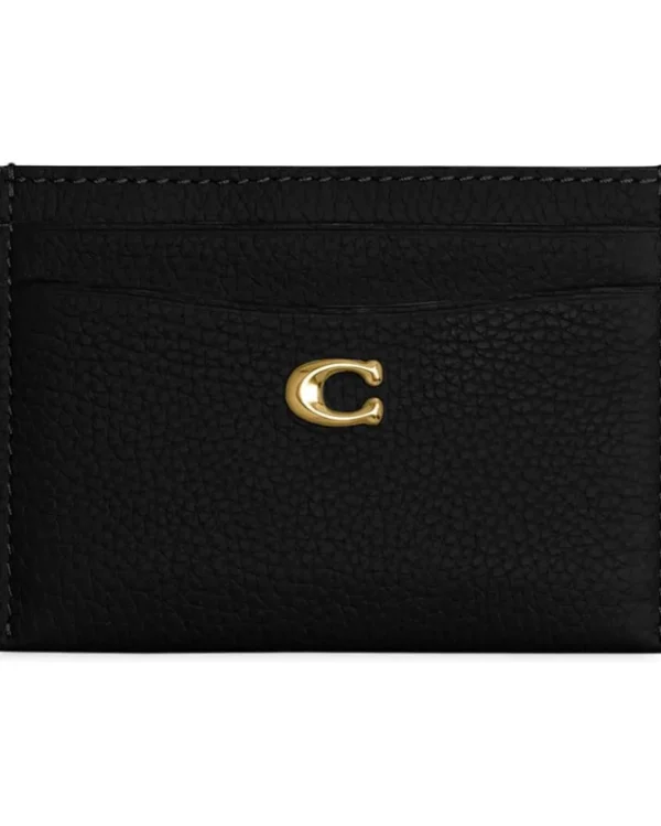 COACH Polished Pebble Leather Essential Card Case | Women Wallets