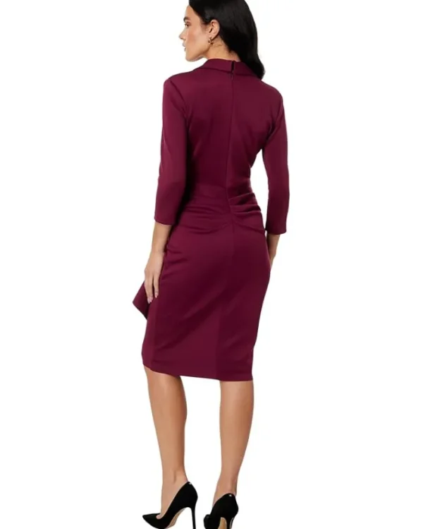 XSCAPE Short Scuba Collar Side Ruffle | Women Plus Size