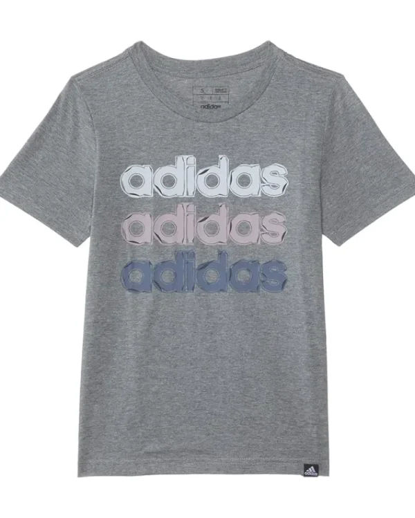 adidas Kids SS Linear Stack Hthr Tee(Big Kid) | Kids/BOY Shirts & Tops