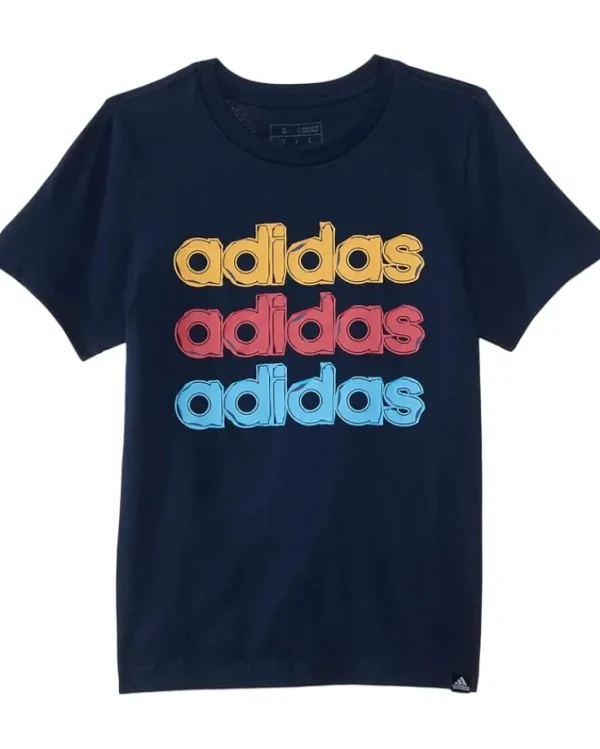 adidas Kids SS Linear Stack Tee(Toddler/Little Kid/Big Kid) | Kids/BOY Shirts & Tops