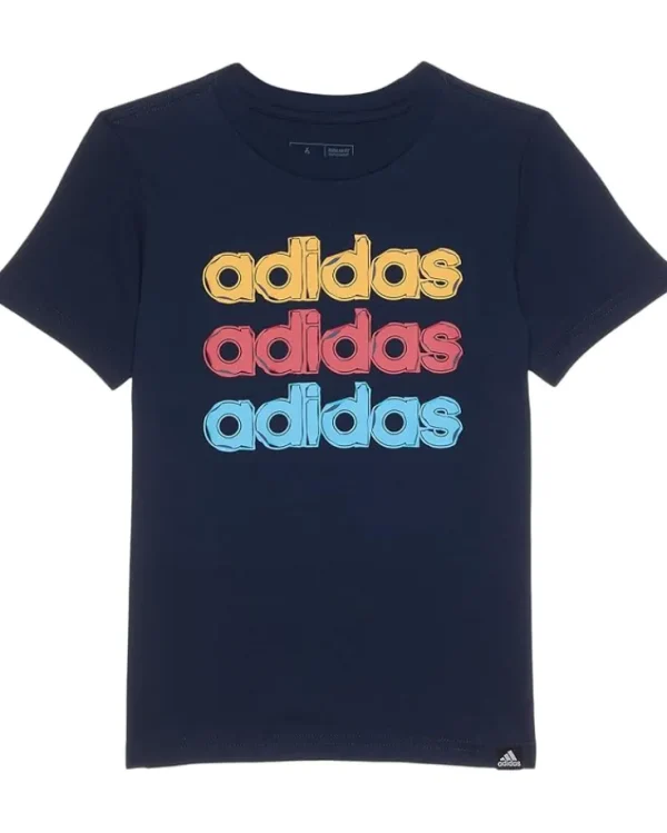 adidas Kids SS Linear Stack Tee(Toddler/Little Kid/Big Kid) | Kids/BOY Shirts & Tops