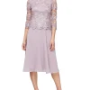 Alex Evenings Tea Length Embroidered with Full Skirt | Women Plus Size