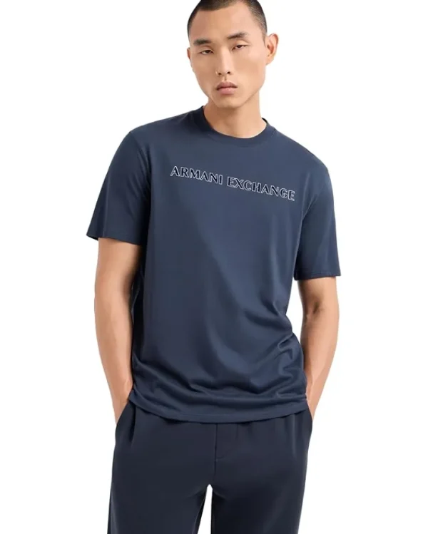Armani Exchange Textured Logo Regular Fit Cotton Jersey Tee | Shirts & Tops
